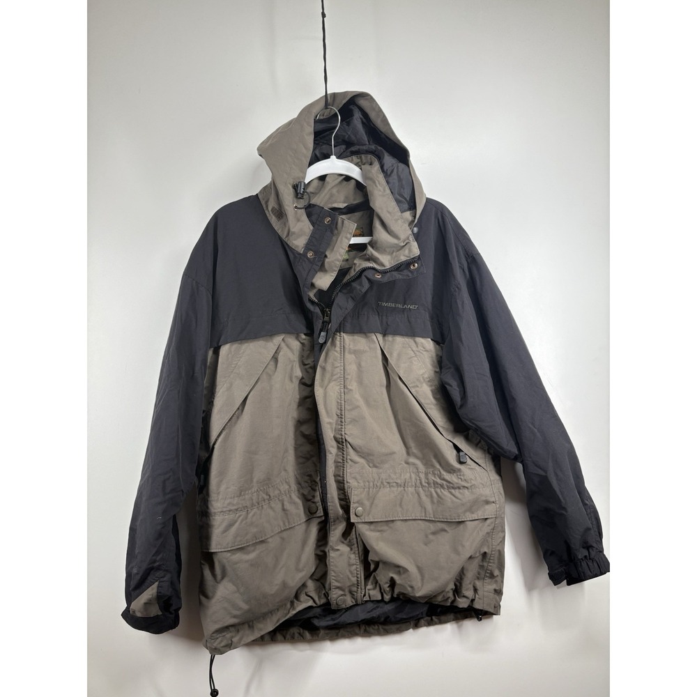 Timberland Waterproof Mens Ski Jacket Vintage Large Brown‎ Black Pockets Winter